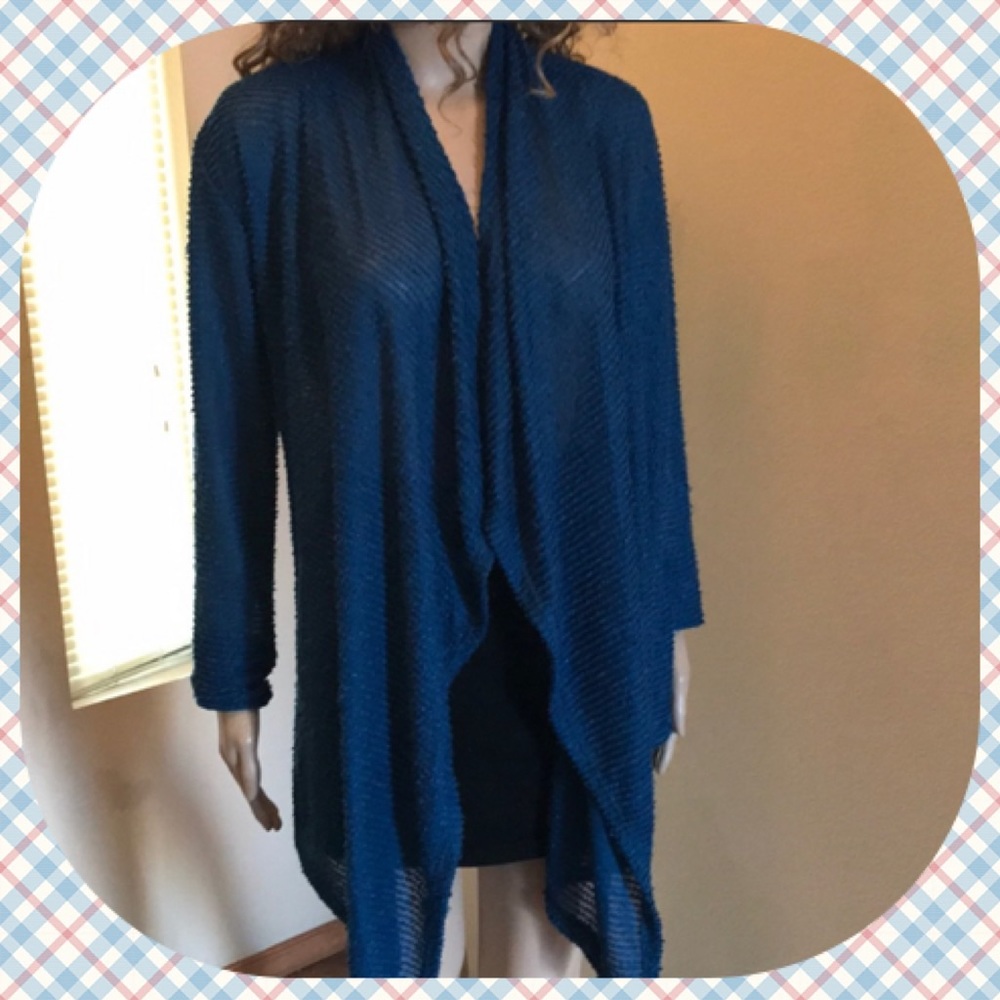 NEW Beautiful Blue Draped Sweater sz lg